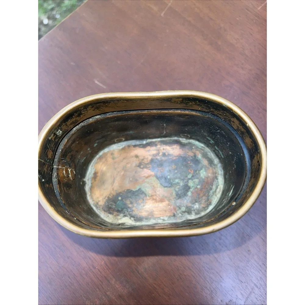 19th Century Copper Chocolate Wax Warmer Pot Brass Seam- Side Wooden Handle